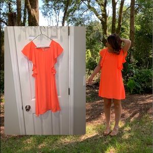 GB bright orange dress